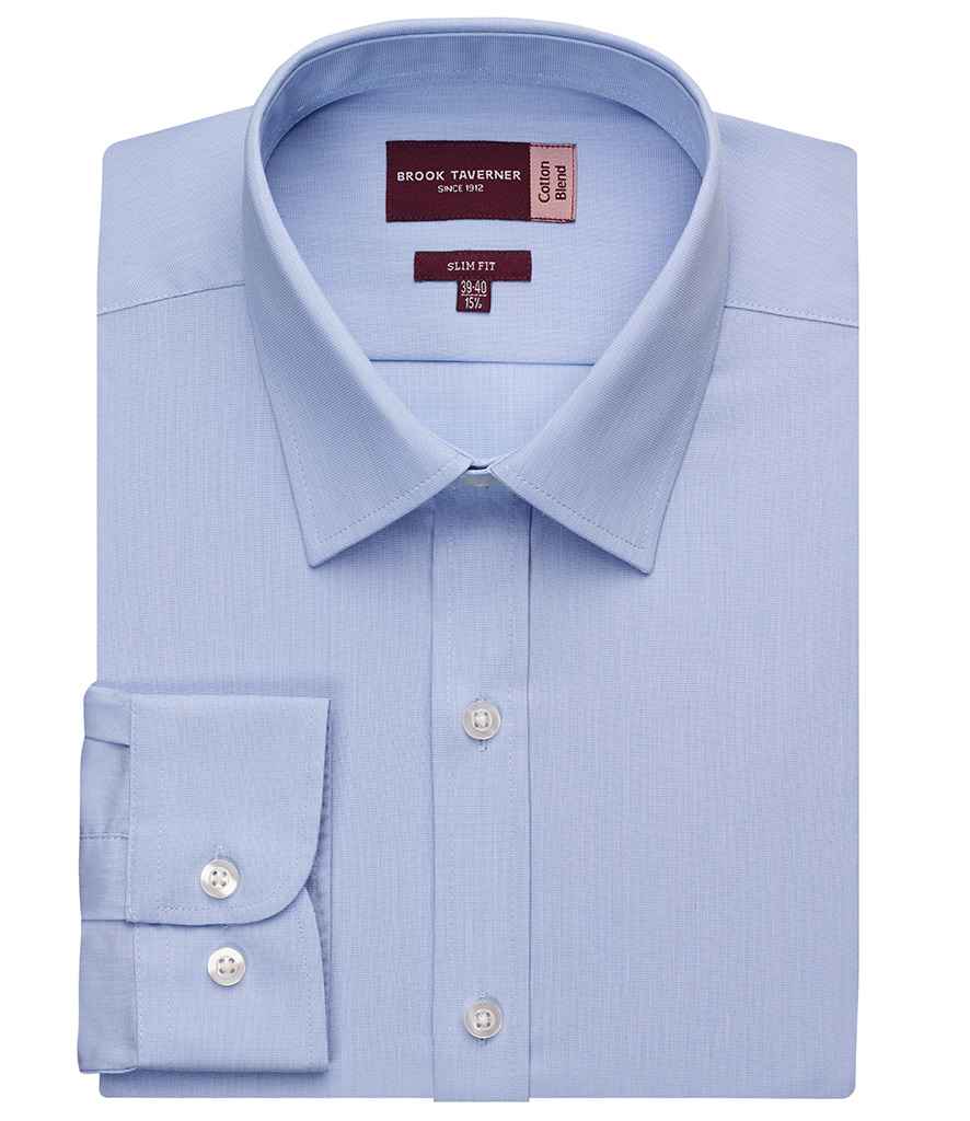 Brook Taverner Pisa Long Sleeve Slim Fit Shirt | Sky Blue