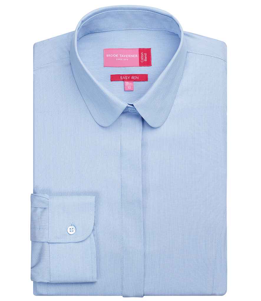 Brook Taverner Ladies Trevi Long Sleeve Poplin Shirt | Sky Blue