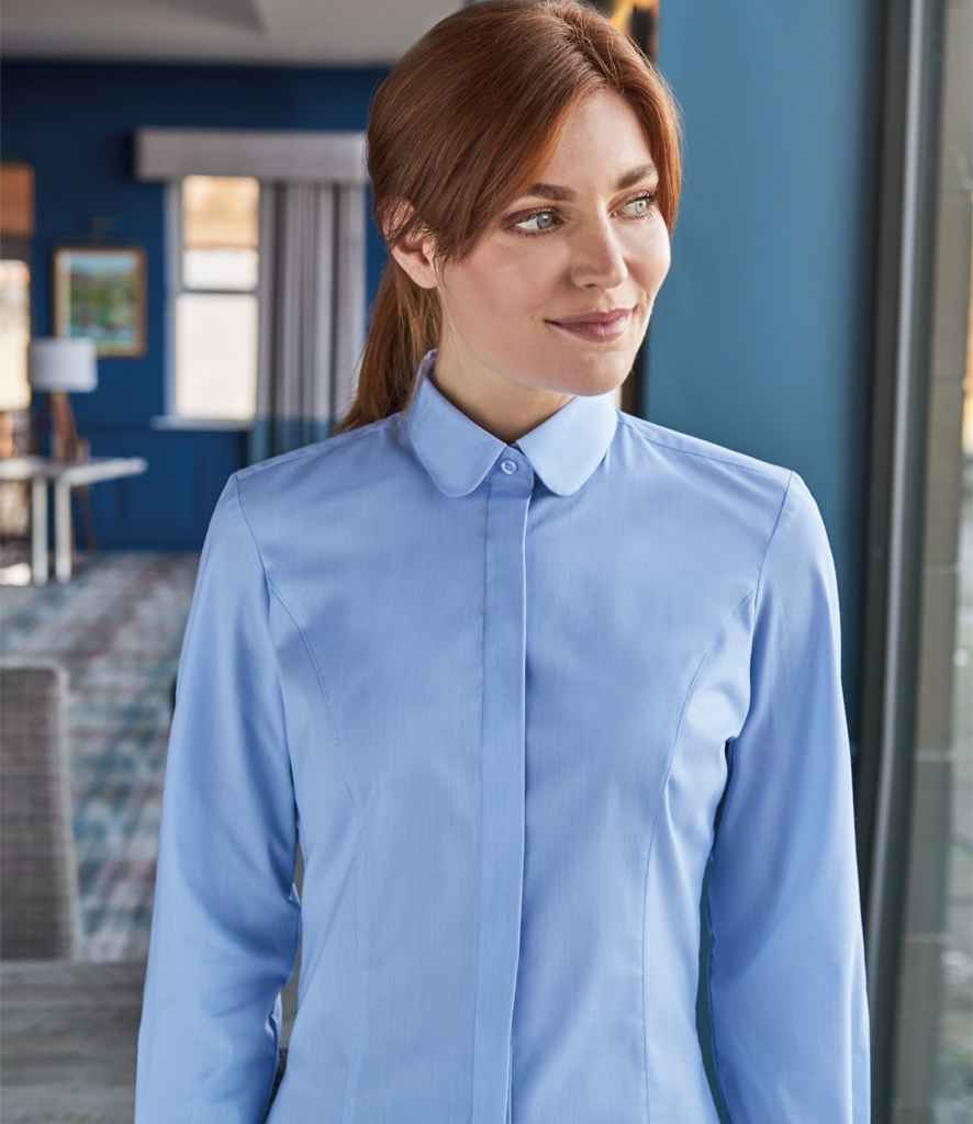 Brook Taverner Ladies Trevi Long Sleeve Poplin Shirt | Sky Blue