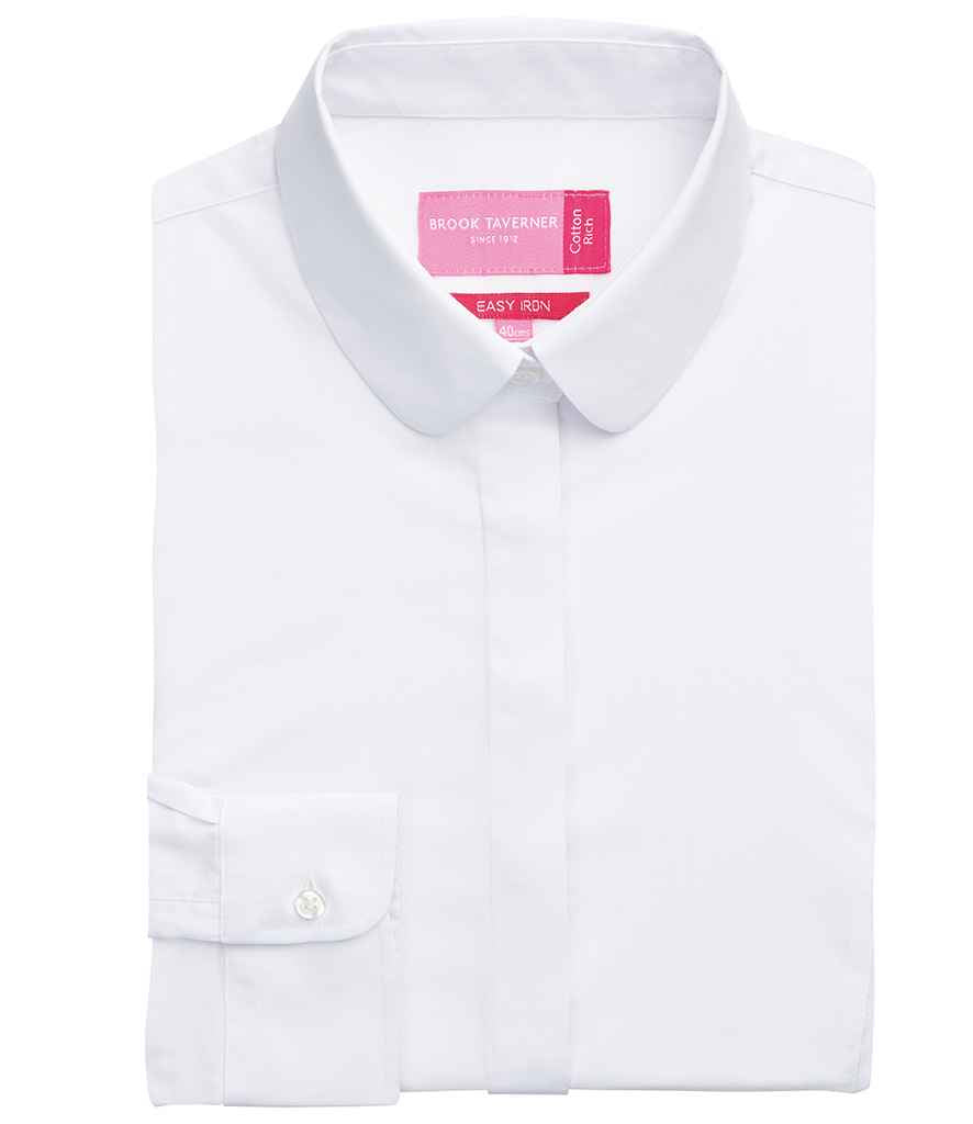 Brook Taverner Ladies Trevi Long Sleeve Poplin Shirt | White