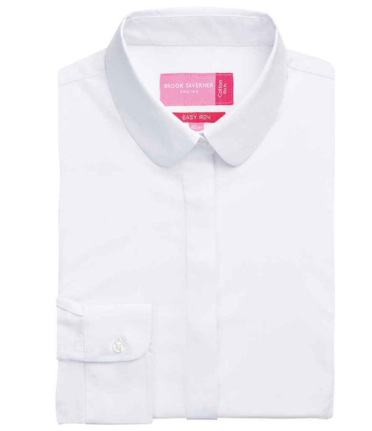 Brook Taverner Ladies Trevi Long Sleeve Poplin Shirt | White