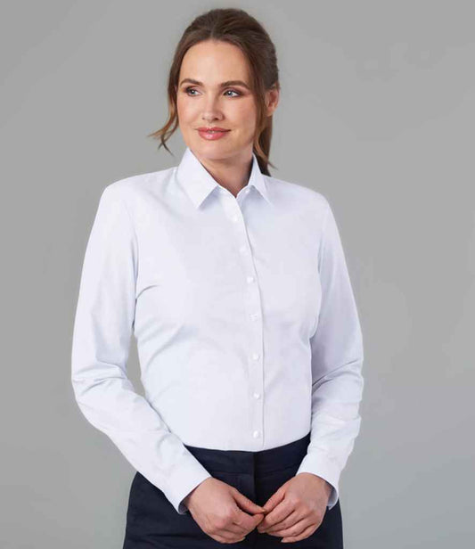 Brook Taverner Ladies Selene Long Sleeve Poplin Shirt | White
