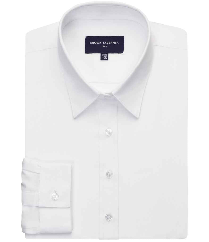 Brook Taverner Ladies Selene Long Sleeve Poplin Shirt | White