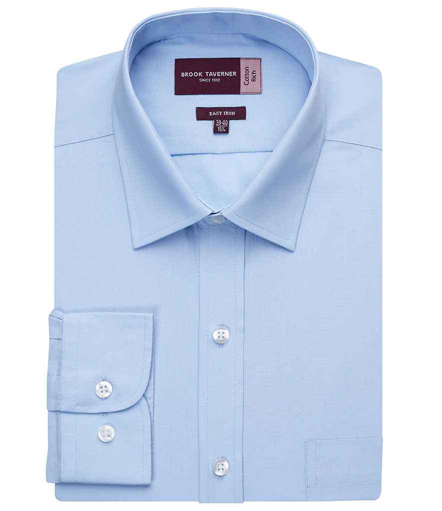 Brook Taverner Rapino Long Sleeve Poplin Shirt | Blue