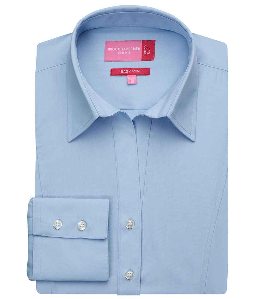 Brook Taverner Ladies Palena Long Sleeve Poplin Shirt | Blue