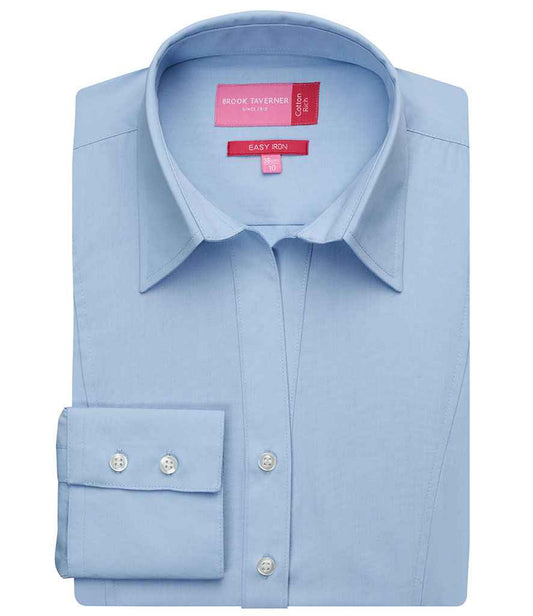 Brook Taverner Ladies Palena Long Sleeve Poplin Shirt | Blue