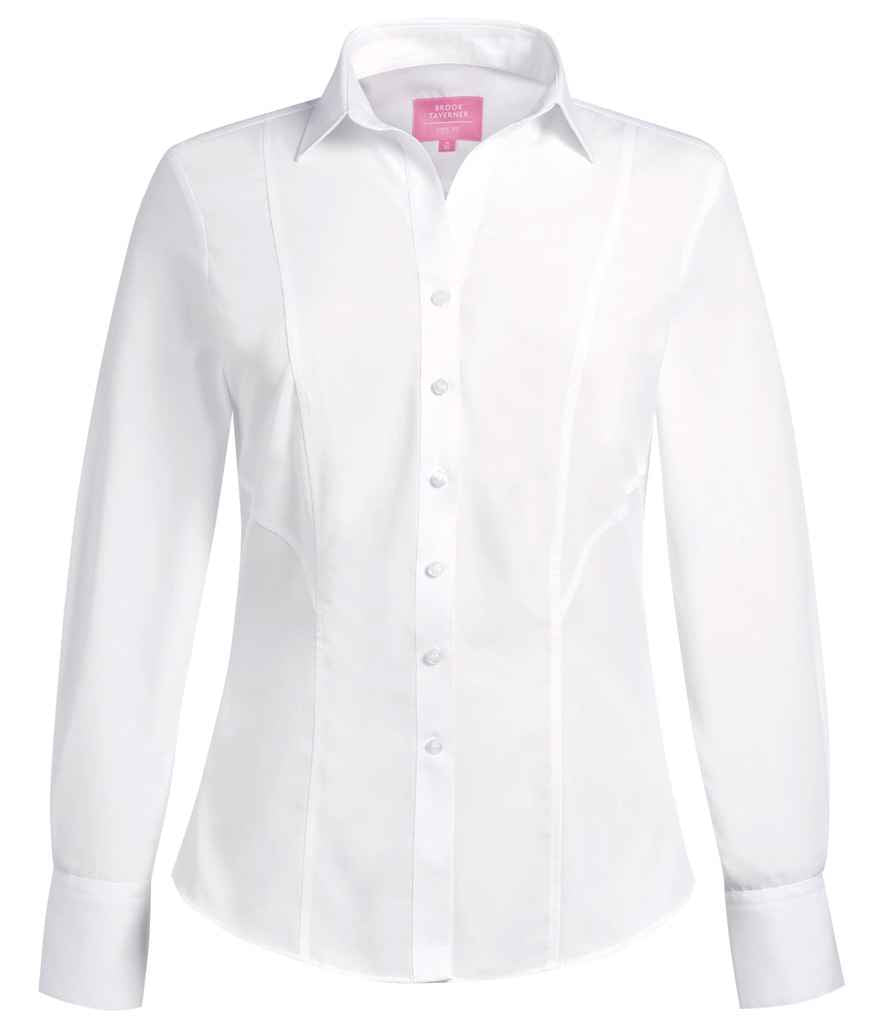 Brook Taverner Ladies Palena Long Sleeve Poplin Shirt | White