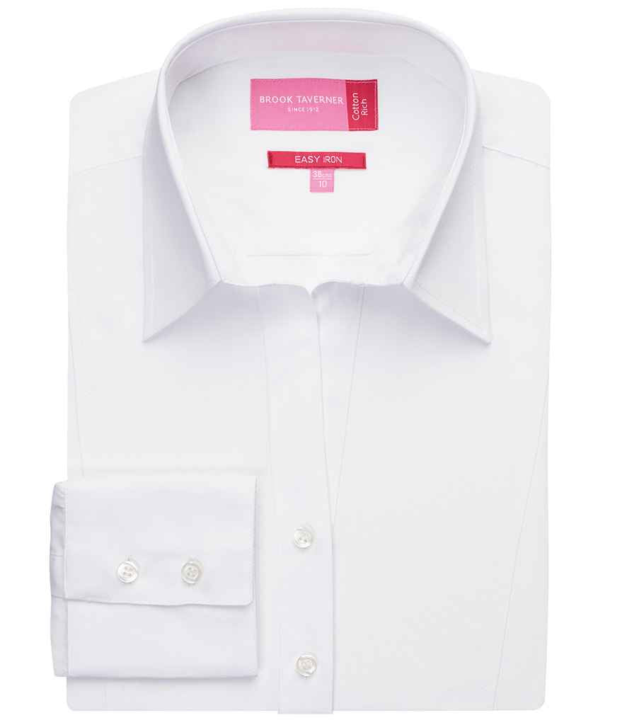 Brook Taverner Ladies Palena Long Sleeve Poplin Shirt | White