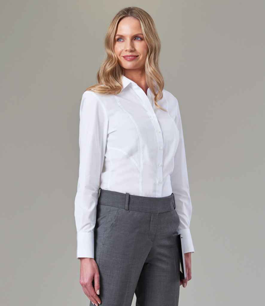 Brook Taverner Ladies Palena Long Sleeve Poplin Shirt | White
