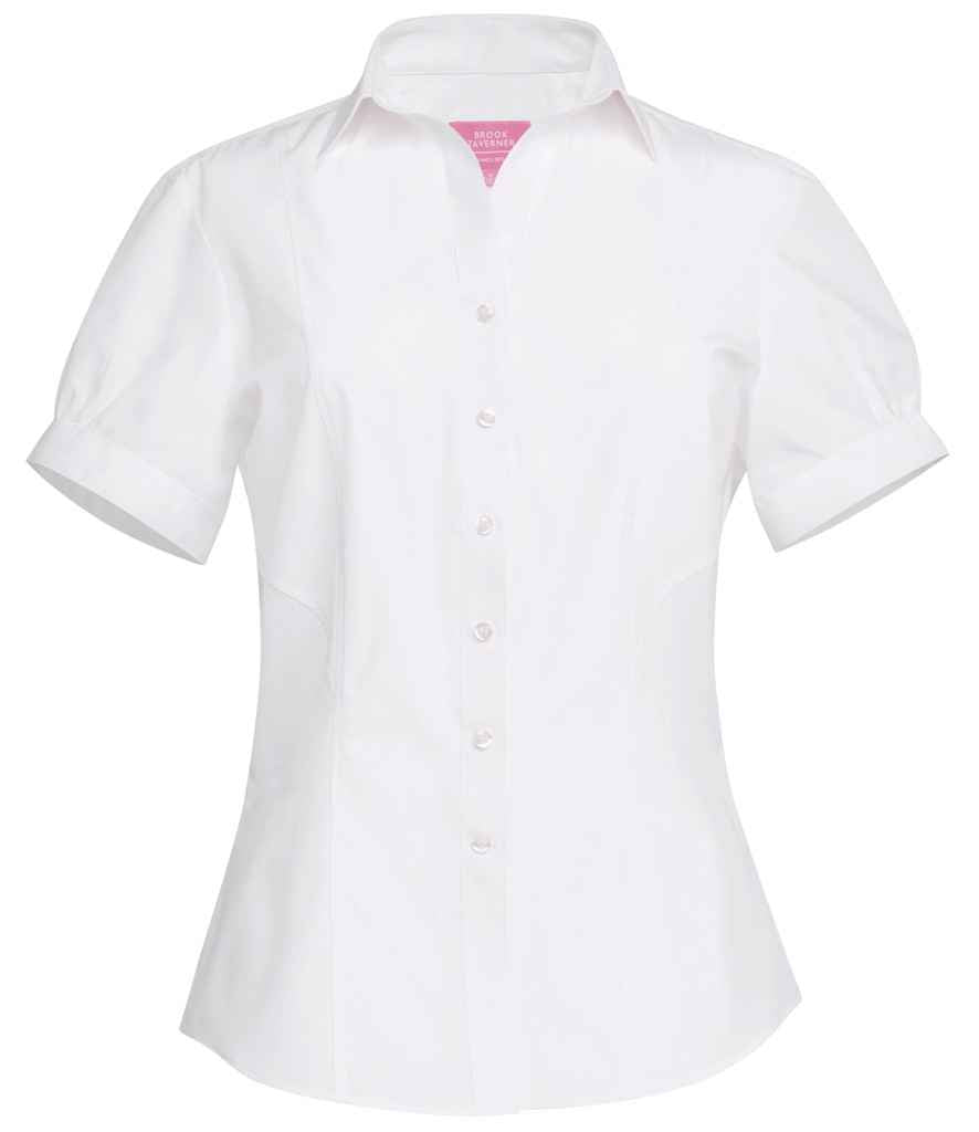 Brook Taverner Ladies Paduli Short Sleeve Poplin Shirt | White