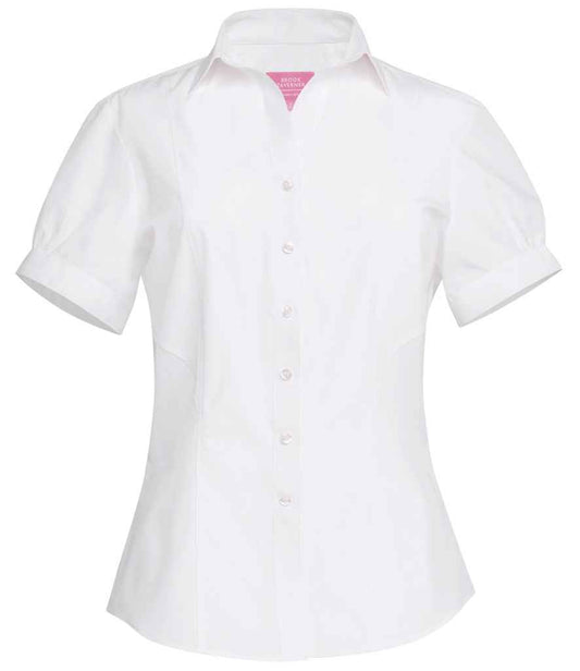 Brook Taverner Ladies Paduli Short Sleeve Poplin Shirt | White