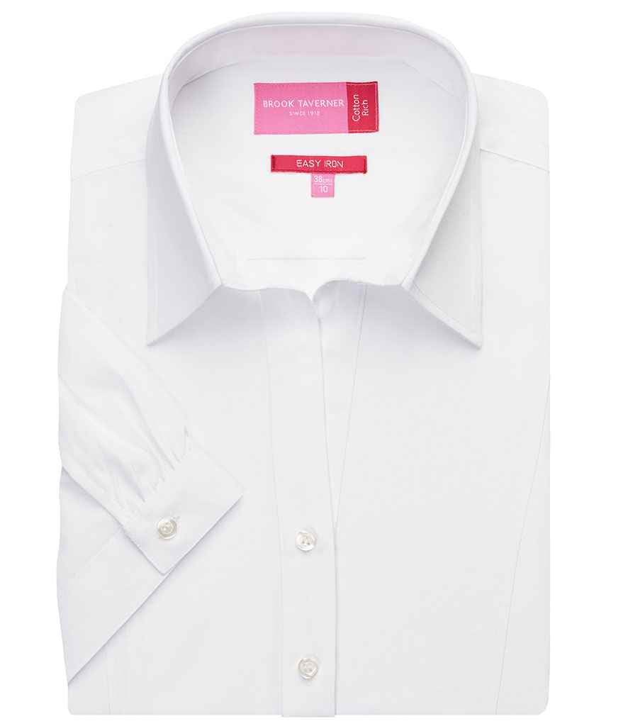 Brook Taverner Ladies Paduli Short Sleeve Poplin Shirt | White