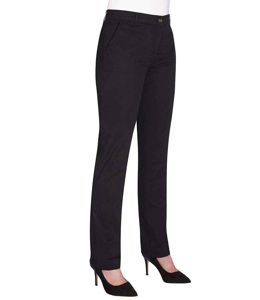 Brook Taverner Ladies Houston Slim Leg Chino Trousers | Black