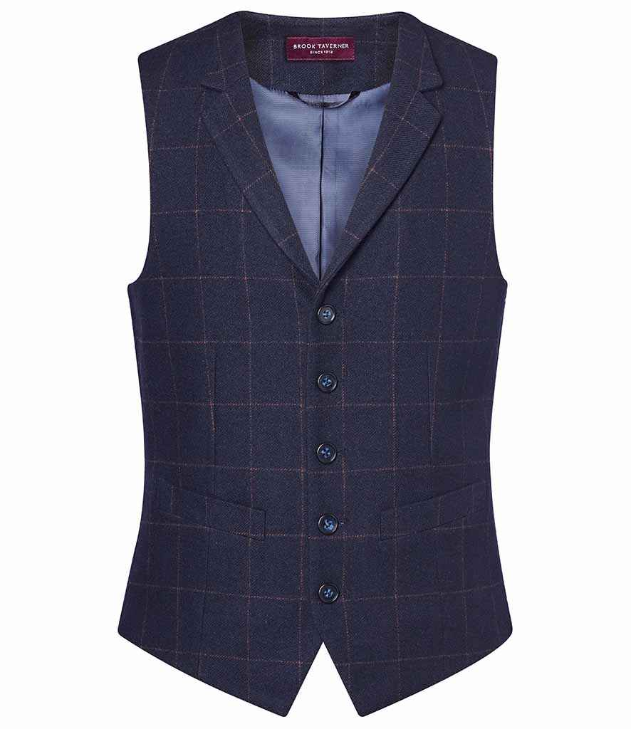 Brook Taverner Memphis Tweed Waistcoat | Navy Check