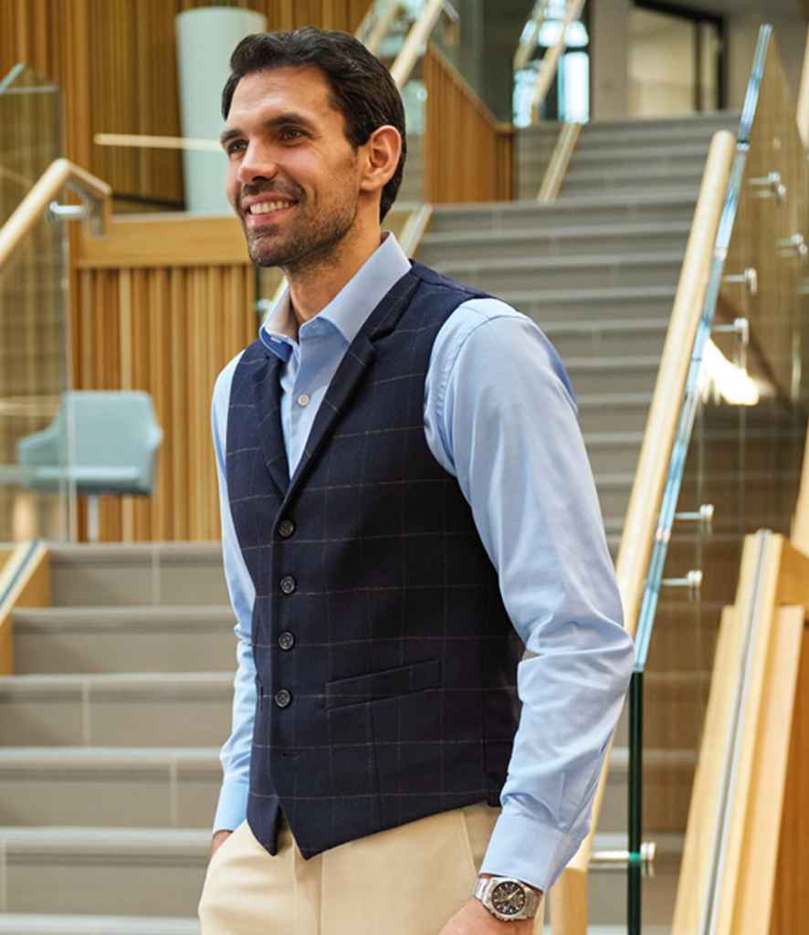 Brook Taverner Memphis Tweed Waistcoat | Navy Check