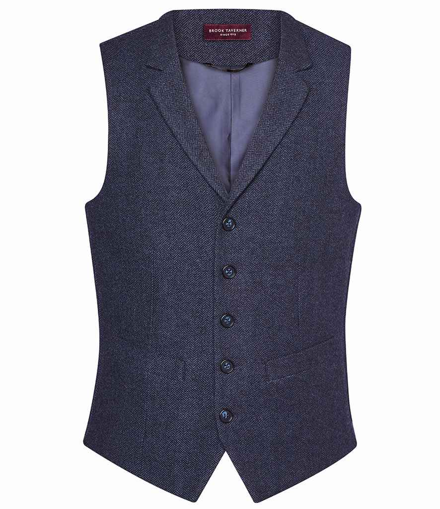 Brook Taverner Memphis Tweed Waistcoat | Navy Herringbone