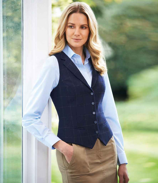 Brook Taverner Ladies Nashville Tweed Waistcoat | Navy Check