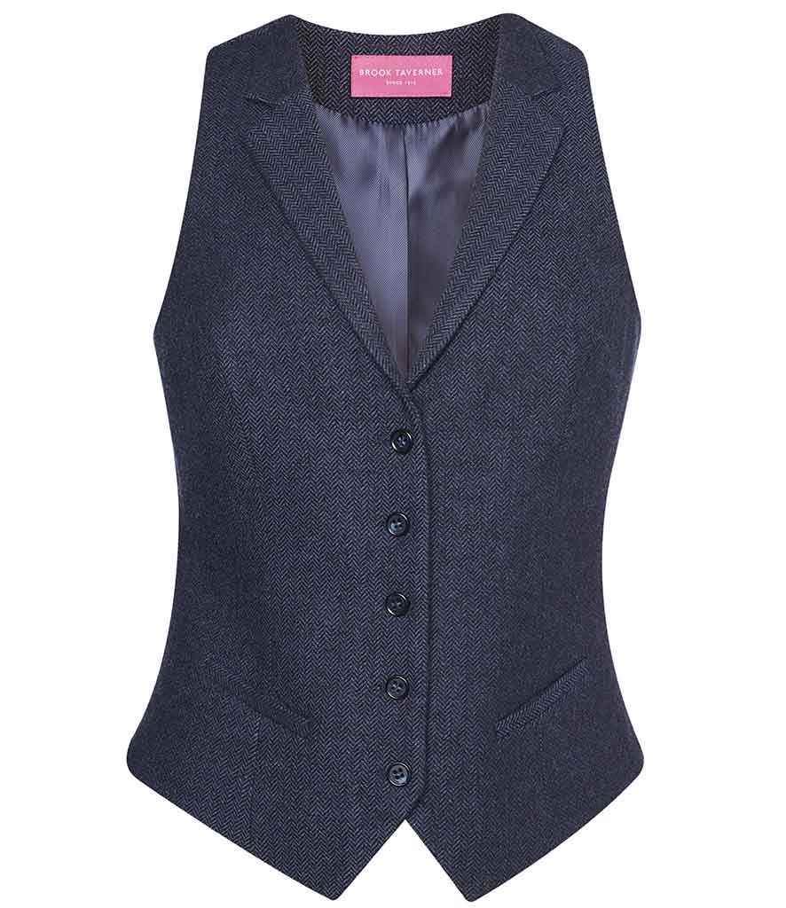 Brook Taverner Ladies Nashville Tweed Waistcoat | Navy Herringbone