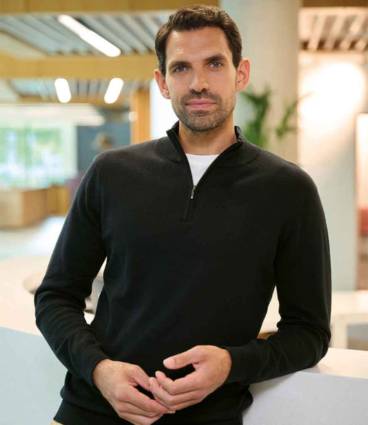 Brook Taverner Copenhagen 1/4 Zip Jumper | Black