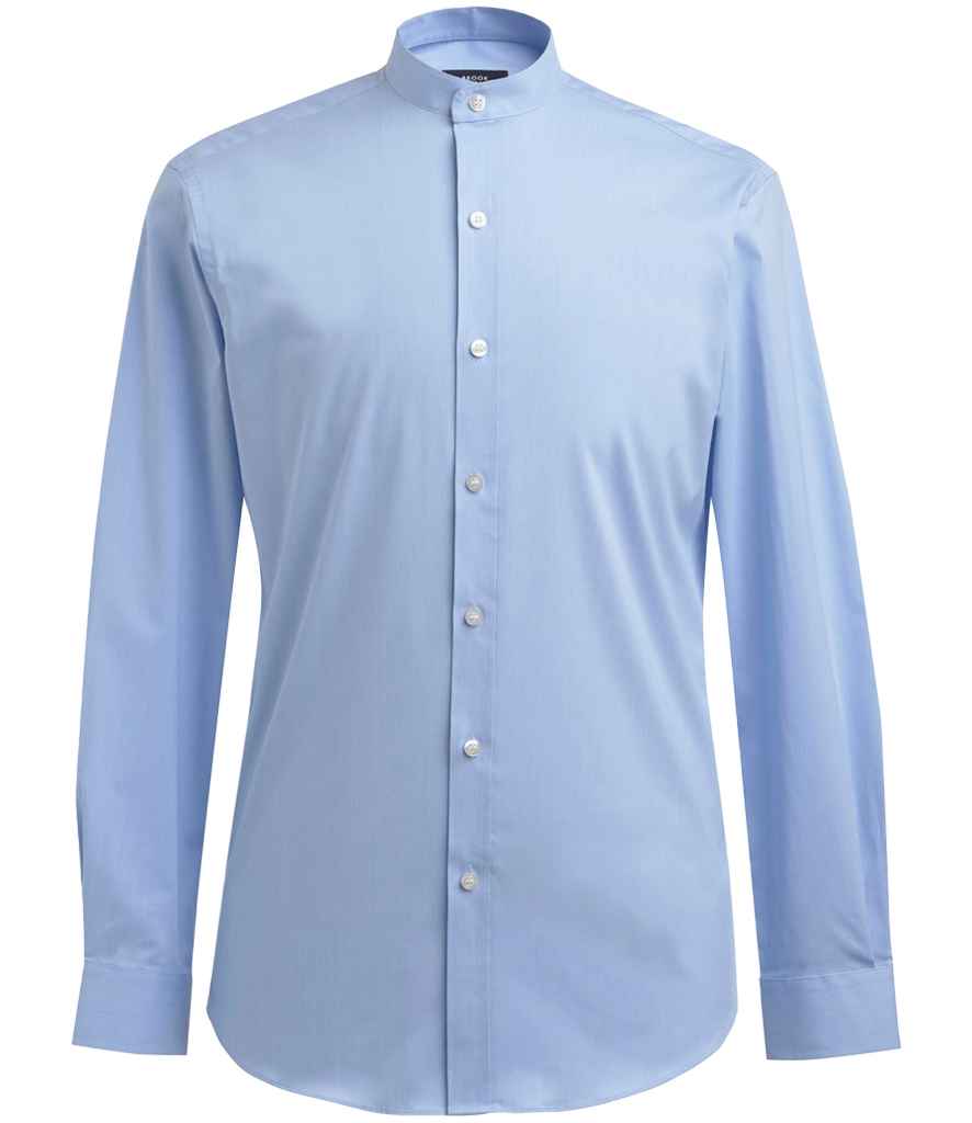 Brook Taverner Volterra Long Sleeve Grandad Collar Shirt | Sky Blue