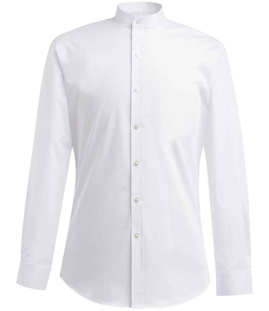 Brook Taverner Volterra Long Sleeve Grandad Collar Shirt | White