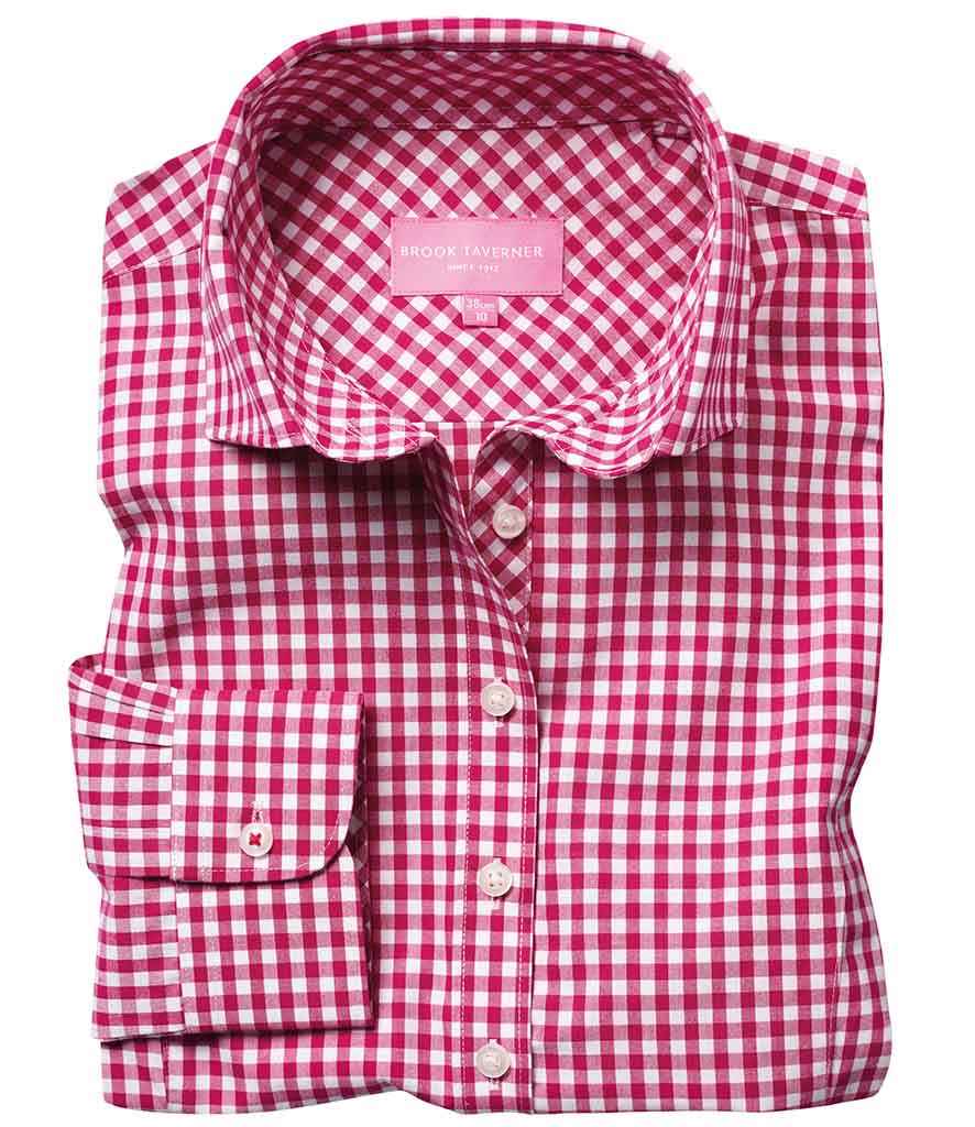 Brook Taverner Ladies Kansas Gingham Long Sleeve Shirt | Red