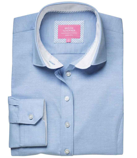 Brook Taverner Ladies Mirabel Long Sleeve Stretch Oxford Shirt | Sky Blue