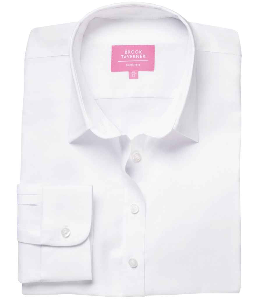 Brook Taverner Ladies Albany Long Sleeve Classic Oxford Shirt | White