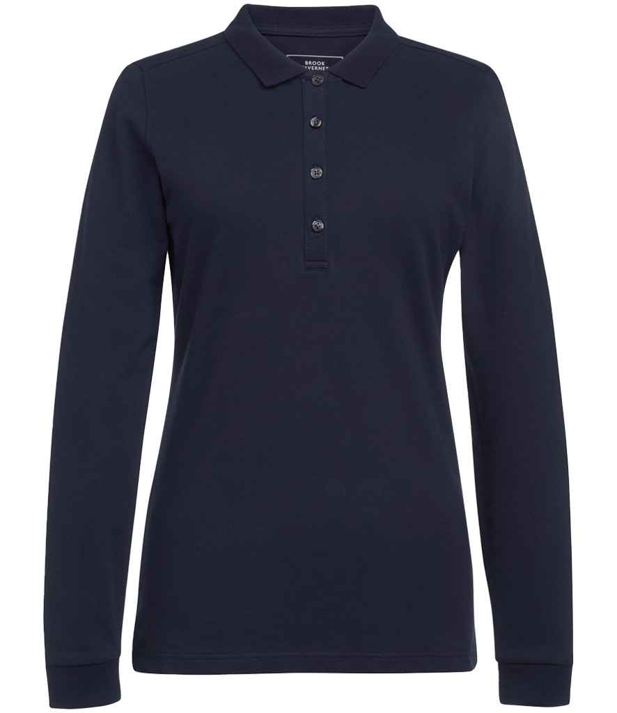 Brook Taverner Ladies Anna Long Sleeve Polo Shirt | Navy