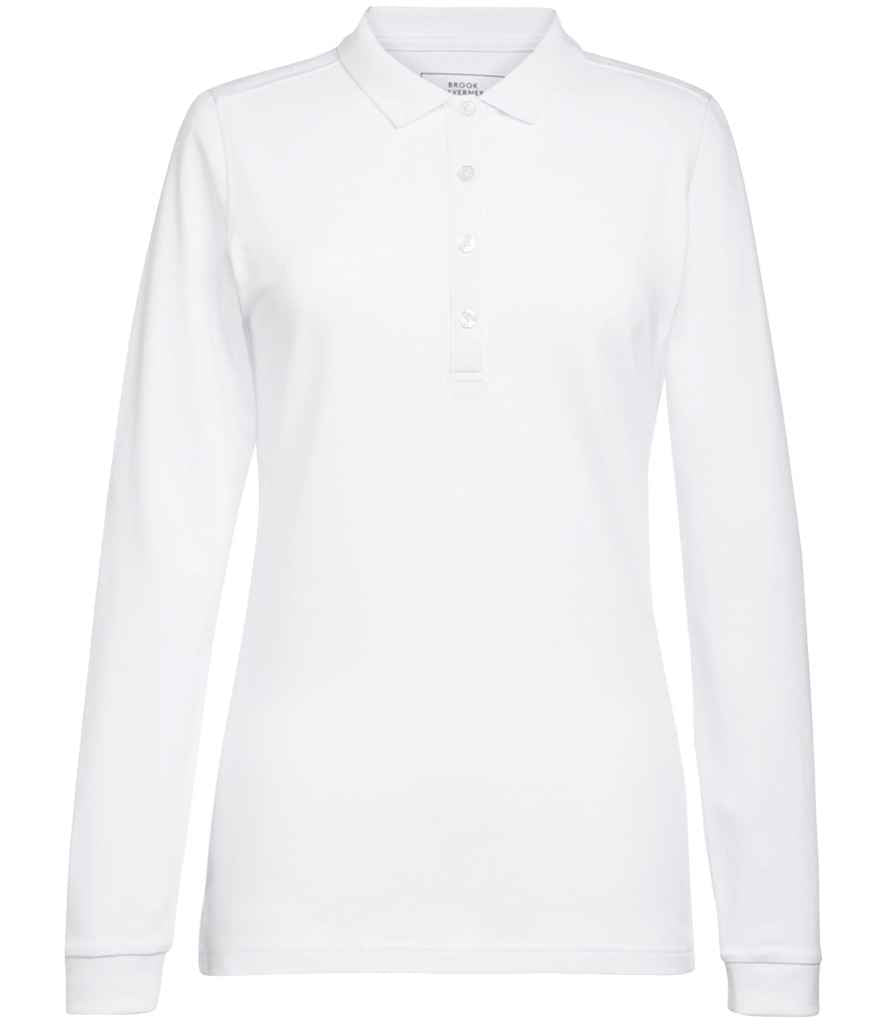 Brook Taverner Ladies Anna Long Sleeve Polo Shirt | White