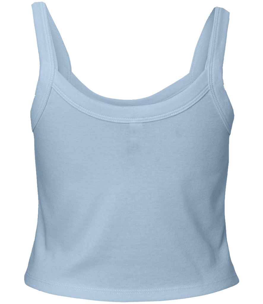 Bella Ladies Micro Rib Spaghetti Strap Tank Top | Solid Baby Blue Blend