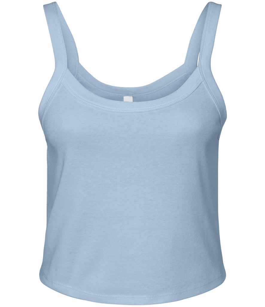 Bella Ladies Micro Rib Spaghetti Strap Tank Top | Solid Baby Blue Blend