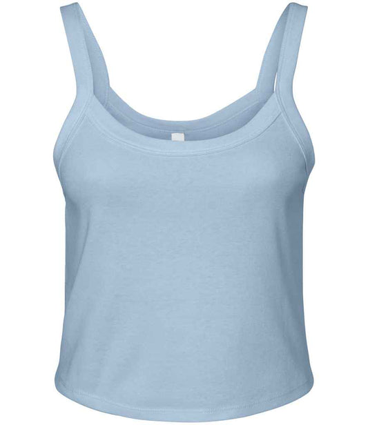 Bella Ladies Micro Rib Spaghetti Strap Tank Top | Solid Baby Blue Blend