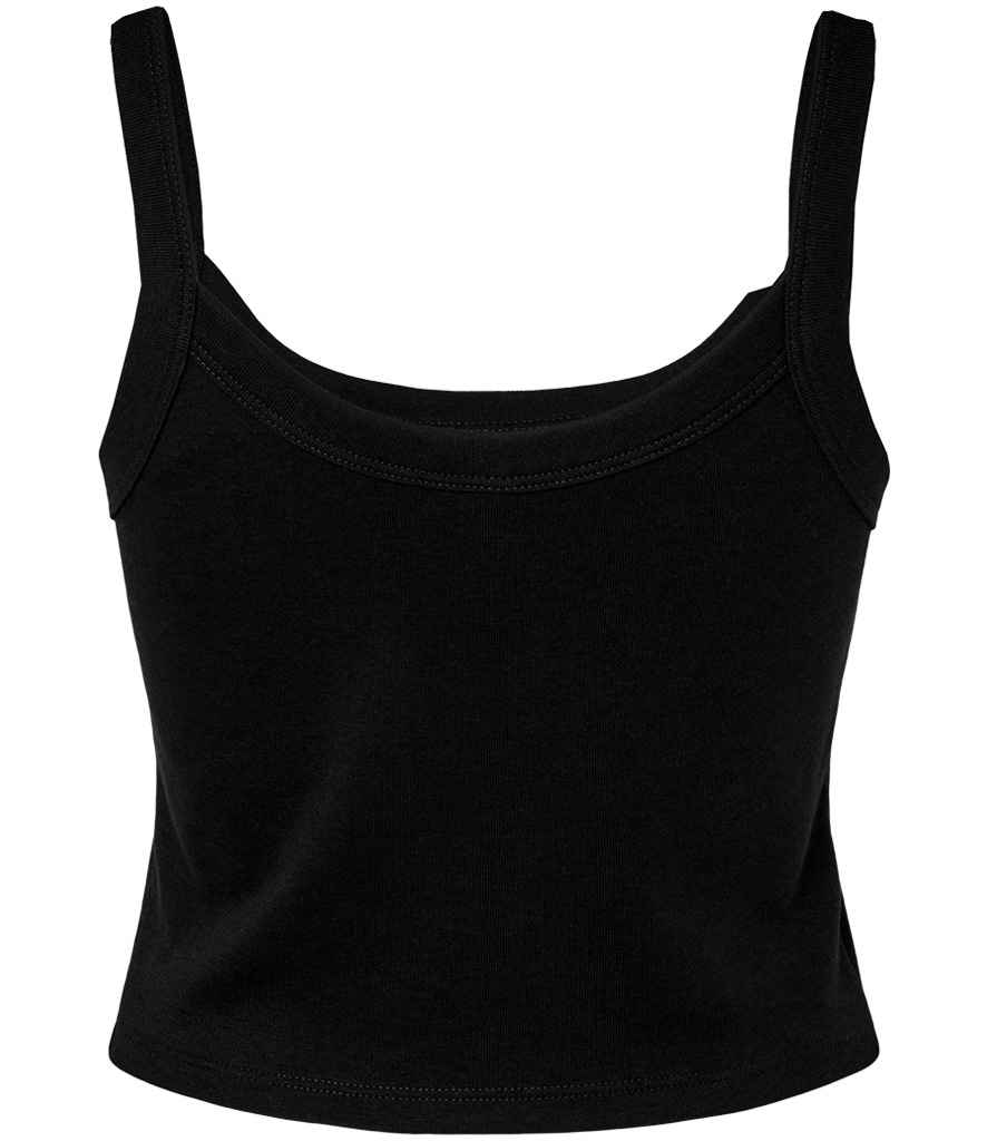 Bella Ladies Micro Rib Spaghetti Strap Tank Top | Solid Black Blend