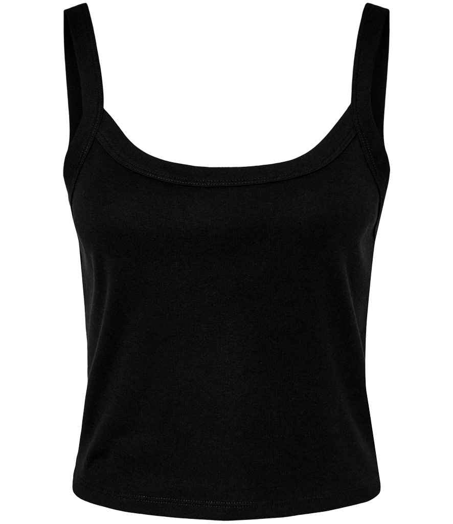 Bella Ladies Micro Rib Spaghetti Strap Tank Top | Solid Black Blend