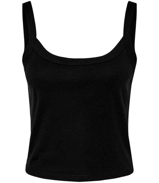 Bella Ladies Micro Rib Spaghetti Strap Tank Top | Solid Black Blend