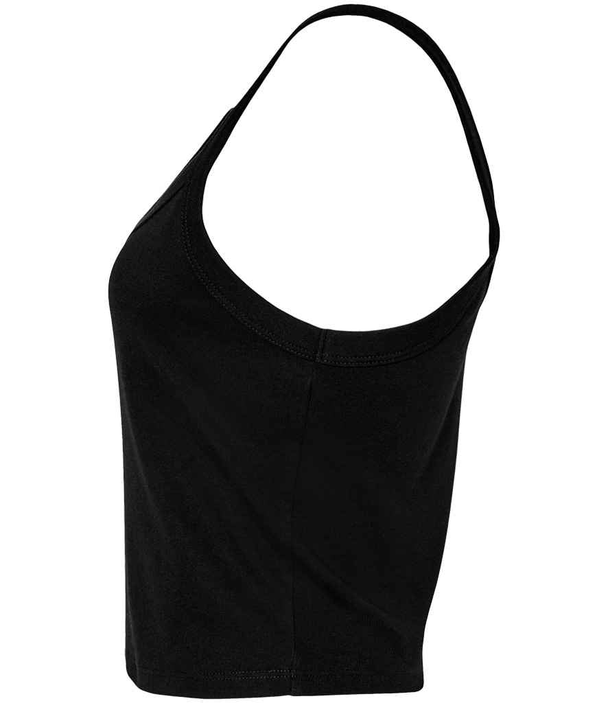 Bella Ladies Micro Rib Spaghetti Strap Tank Top | Solid Black Blend