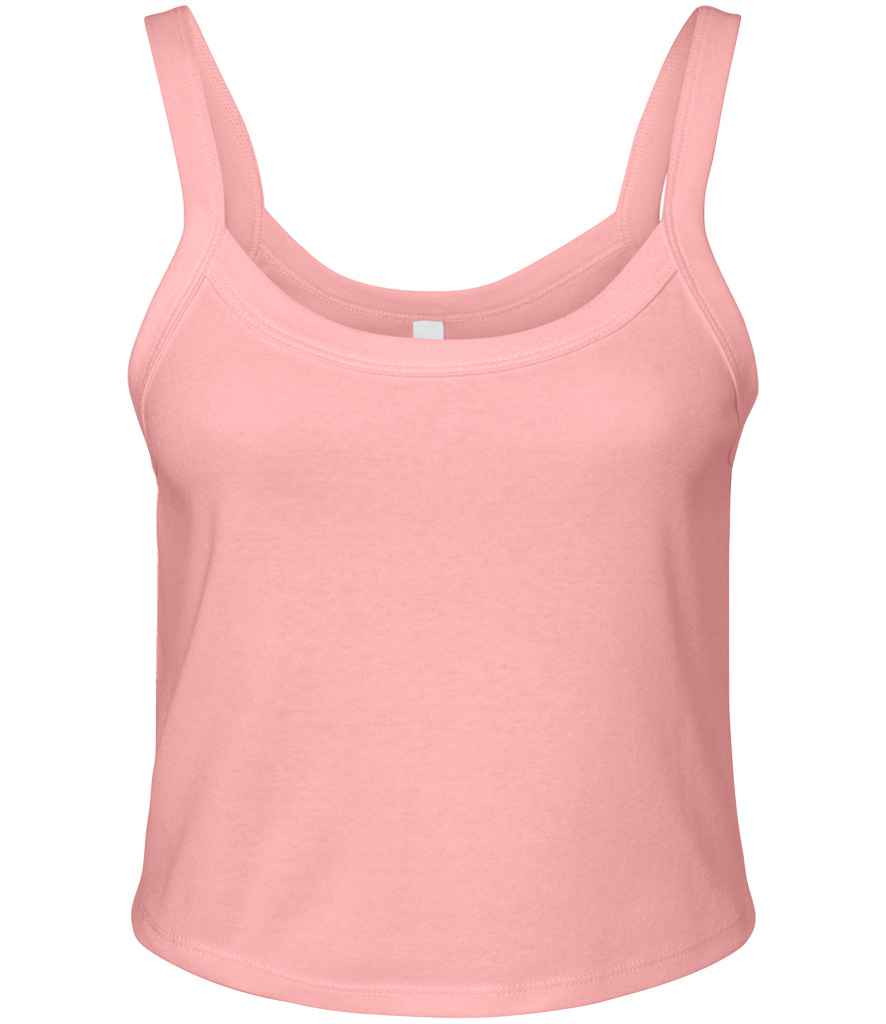 Bella Ladies Micro Rib Spaghetti Strap Tank Top | Solid Pink Blend