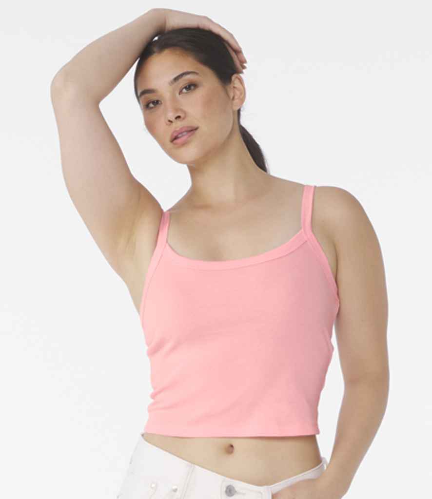 Bella Ladies Micro Rib Spaghetti Strap Tank Top | Solid Pink Blend