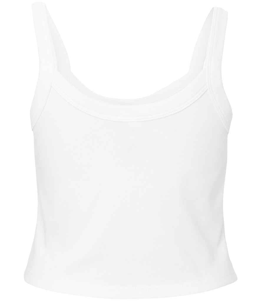 Bella Ladies Micro Rib Spaghetti Strap Tank Top | Solid White Blend