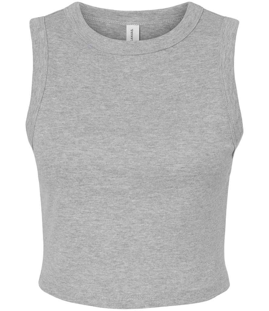 Bella Ladies Micro Rib Muscle Crop Tank Top | Athletic Heather