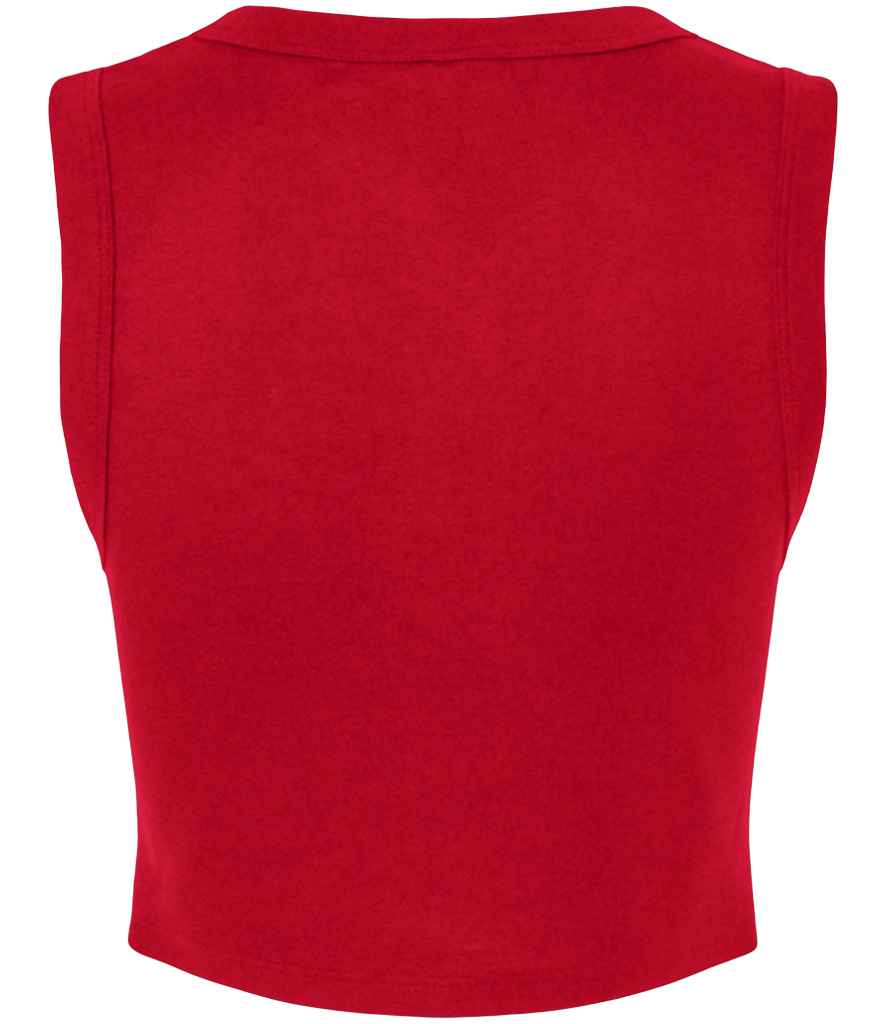 Bella Ladies Micro Rib Muscle Crop Tank Top | Solid Red Blend