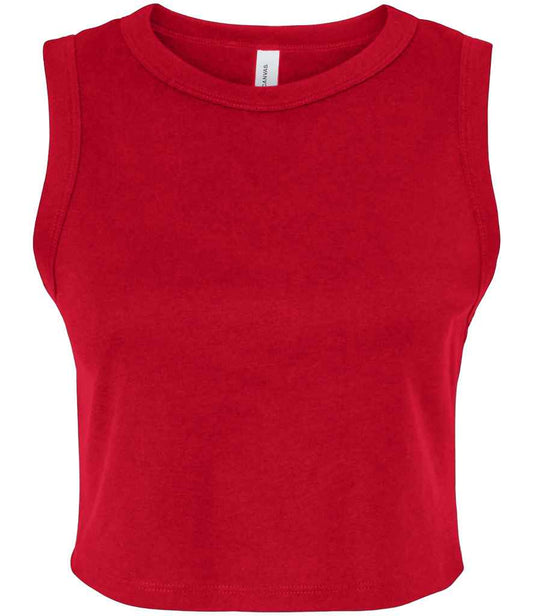 Bella Ladies Micro Rib Muscle Crop Tank Top | Solid Red Blend