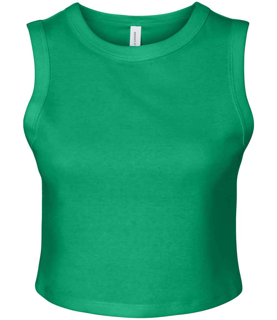 Bella Ladies Micro Rib Muscle Crop Tank Top | Solid Kelly Green Blend
