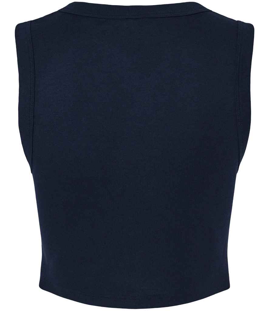 Bella Ladies Micro Rib Muscle Crop Tank Top | Solid Navy Blend
