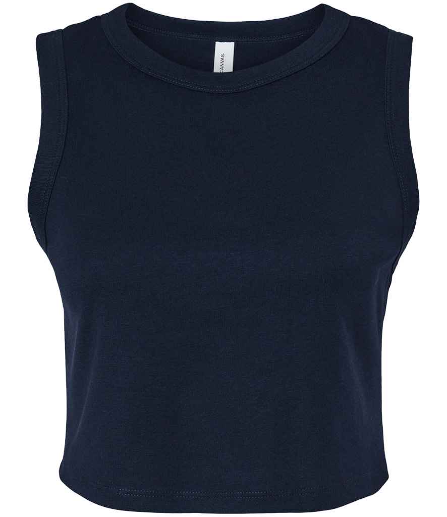 Bella Ladies Micro Rib Muscle Crop Tank Top | Solid Navy Blend