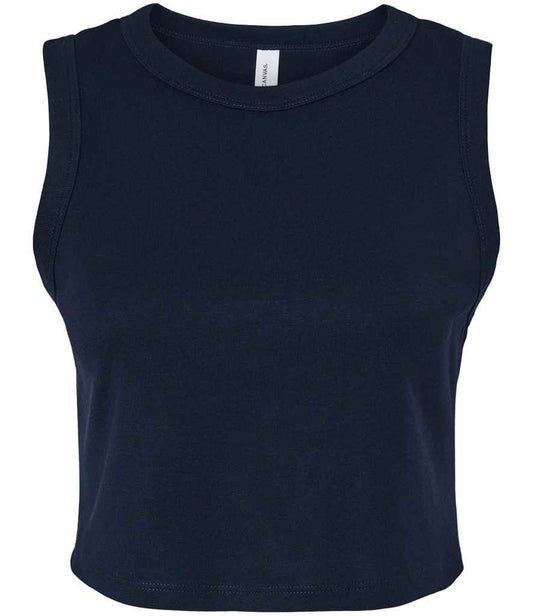Bella Ladies Micro Rib Muscle Crop Tank Top | Solid Navy Blend