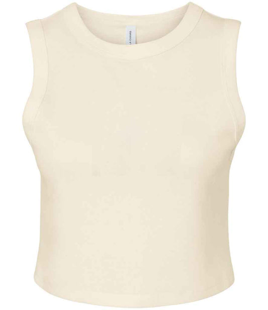 Bella Ladies Micro Rib Muscle Crop Tank Top | Solid Natural Blend