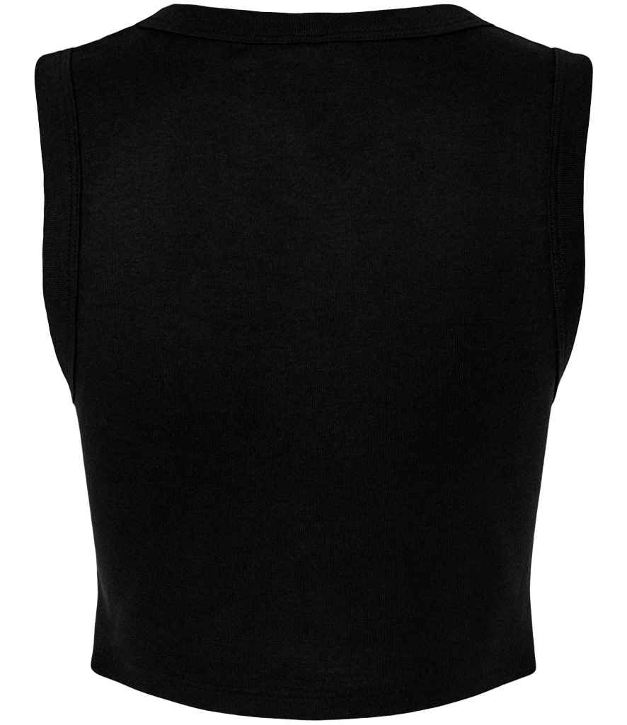 Bella Ladies Micro Rib Muscle Crop Tank Top | Solid Black Blend