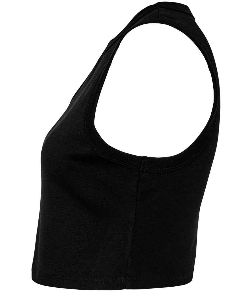 Bella Ladies Micro Rib Muscle Crop Tank Top | Solid Black Blend